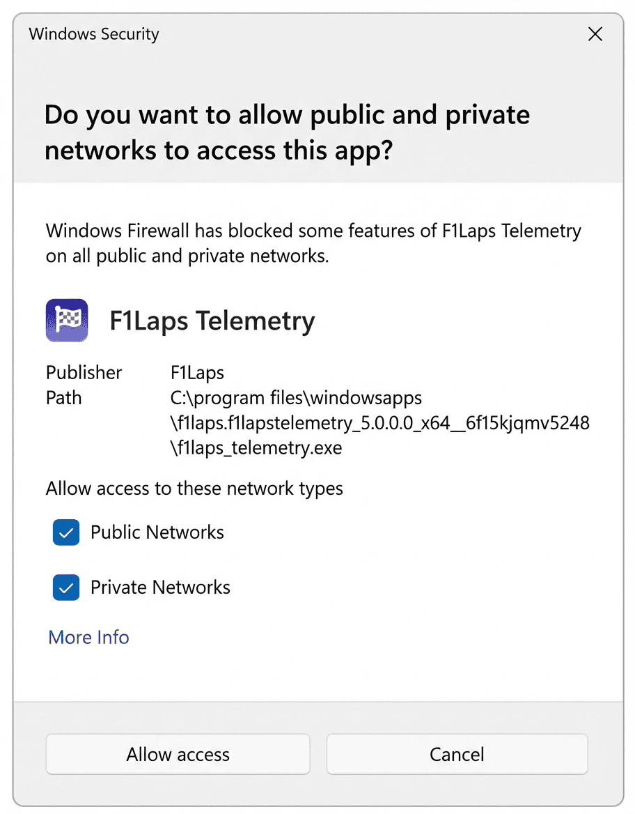Windows network permission dialog