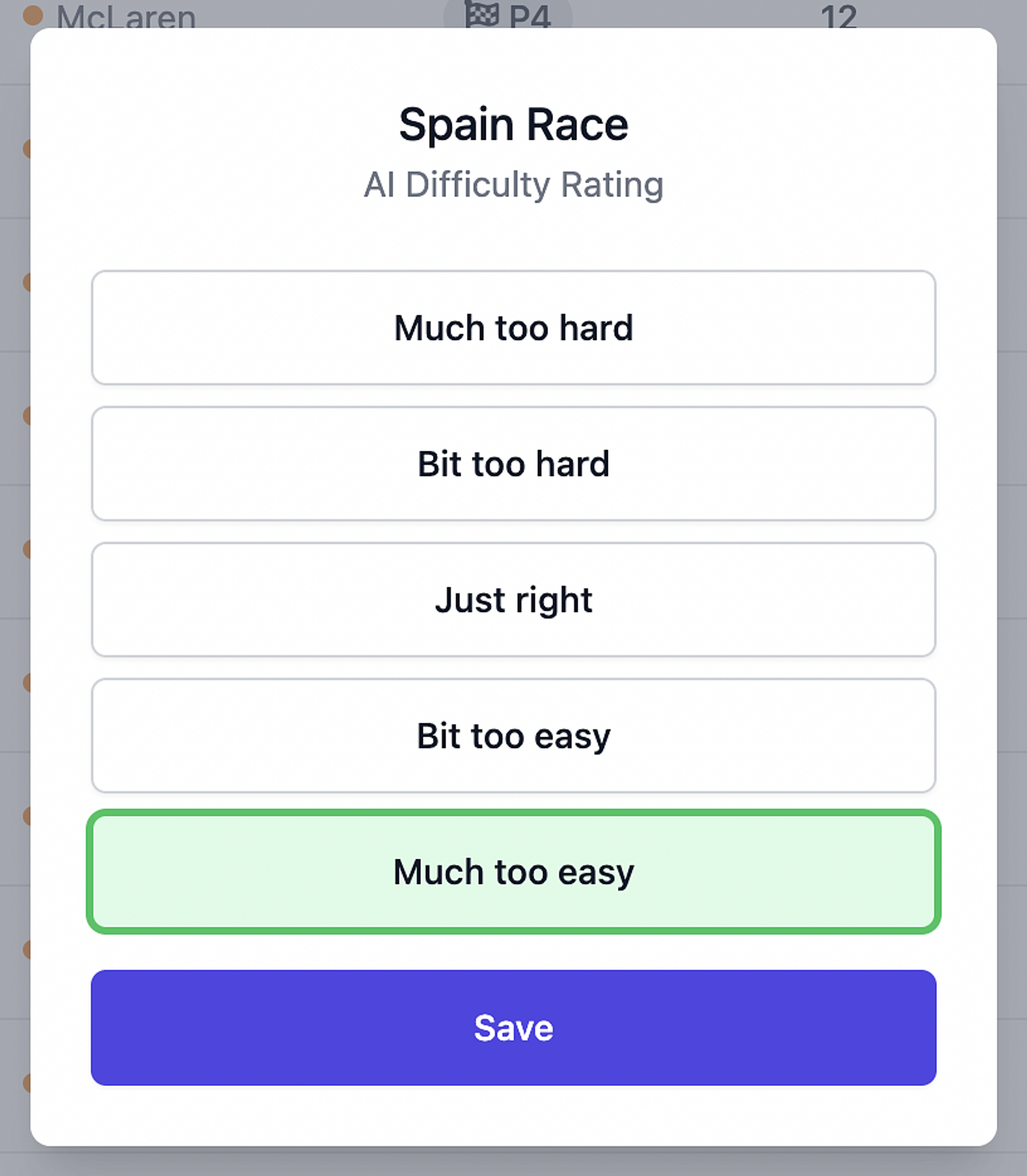 New easy-to-access session AI difficulty rating